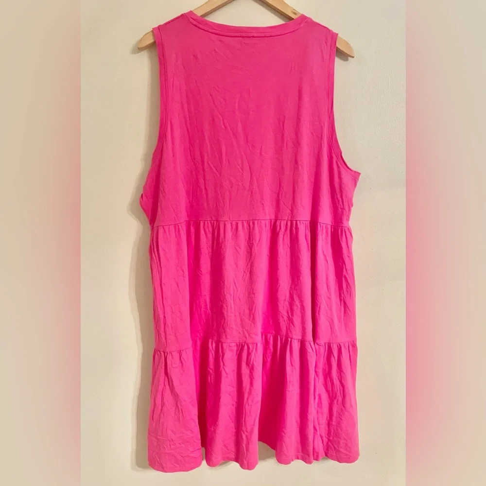 NWT- J. Crew Pink Sleeveless Tiered Mini Dress In Cotton Poplin Size XL - Picture 2 of 9